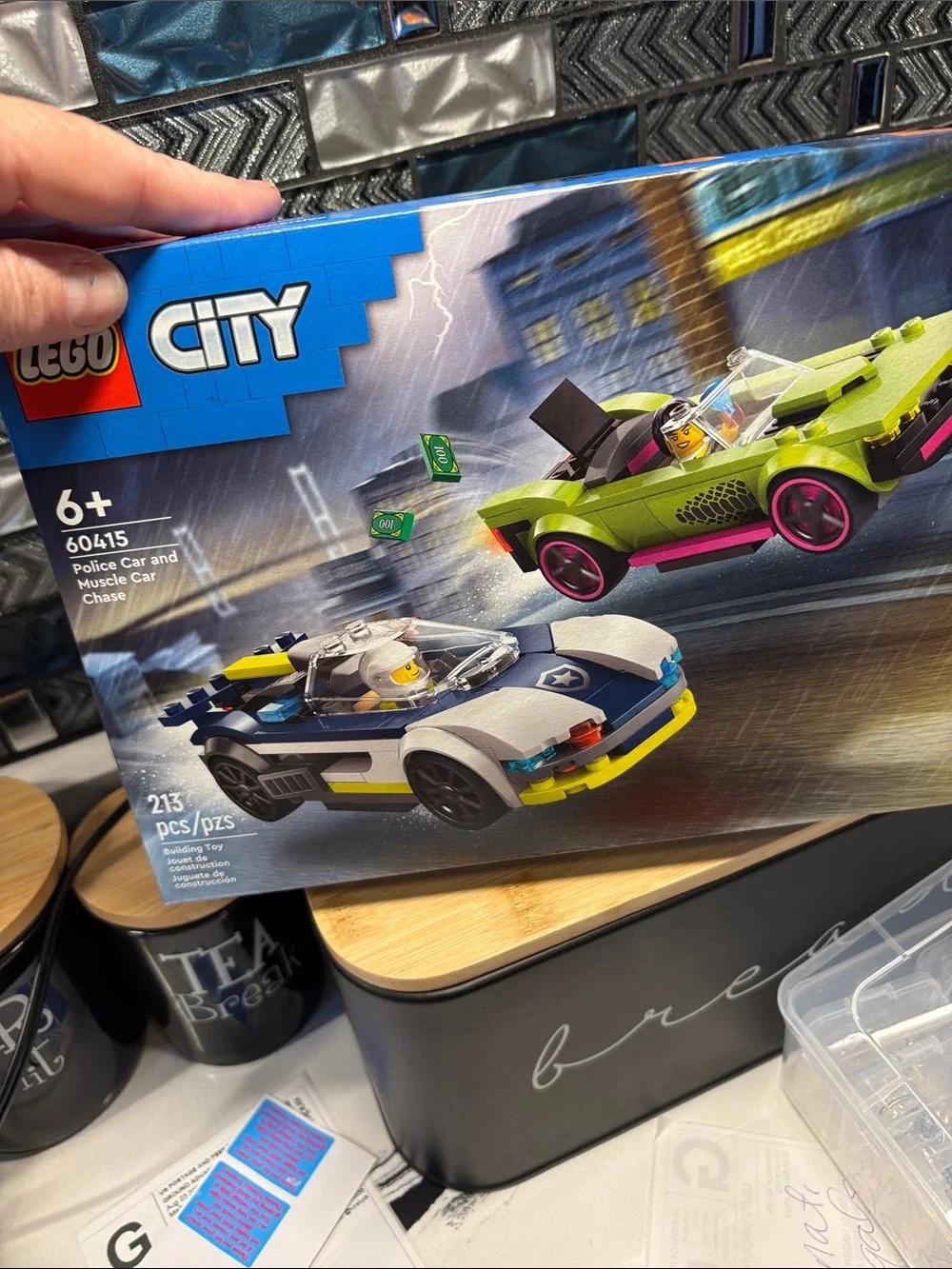 LEGO City Police Car and Lime Green Racer with Pink Wheels